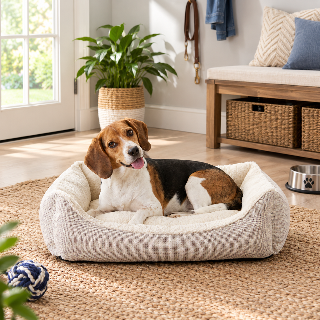 Cream Luxe Cuddler Pet Bed