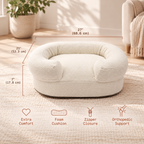 Ivory Plush Bolster Pet Bed