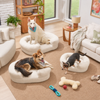 Ivory Plush Bolster Pet Bed