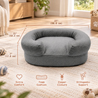 Ivory Plush Bolster Pet Bed
