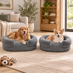 Ivory Plush Bolster Pet Bed