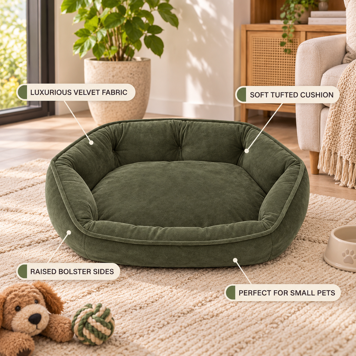 Velvet Luxe Cuddler Pet Bed
