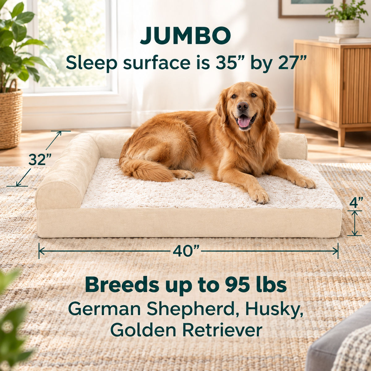Faux Fur L-Chaise Dog Bed