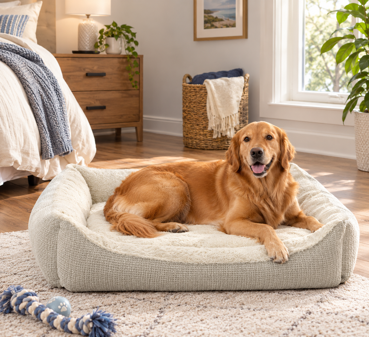Cream Luxe Cuddler Pet Bed