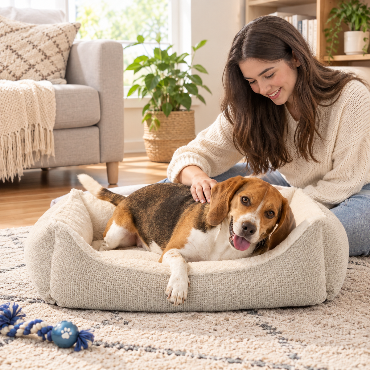 Cream Luxe Cuddler Pet Bed